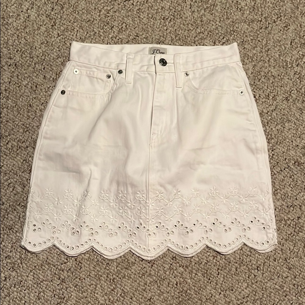 NWT J. Crew Eyelet Hem Mini Skirt
